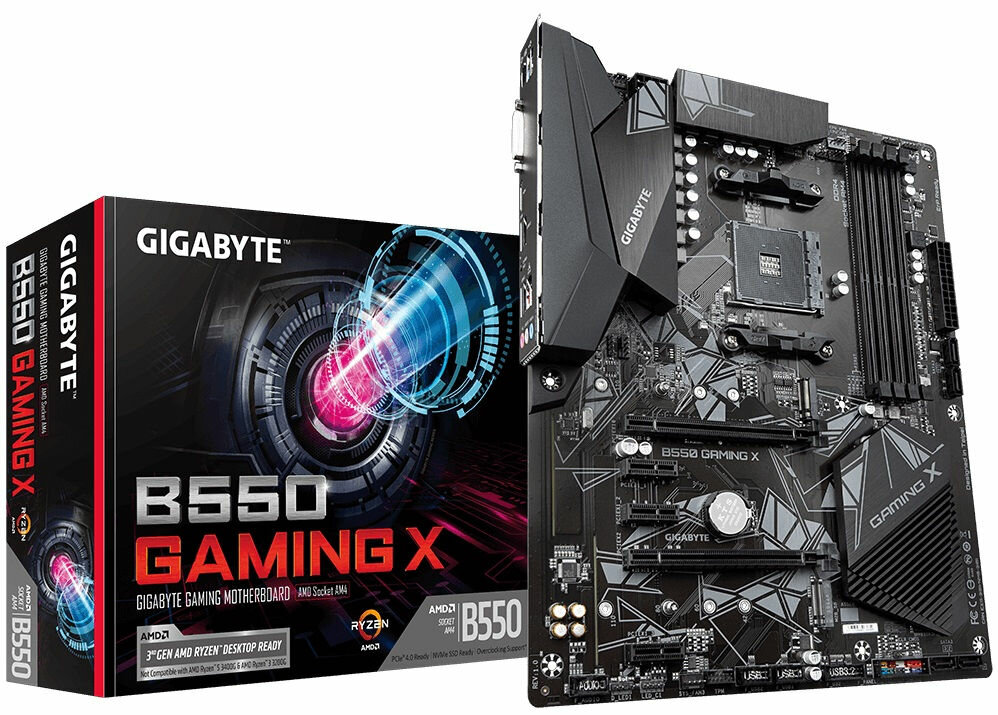 Płyta główna GIGABYTE B550 Gaming X - wygląd ogólny opakowanie szeroki zakres łączności AMD Ryzen panel RGB