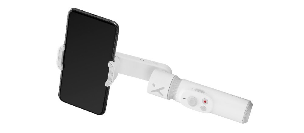 Gimbal ręczny ZHIYUN Smooth-X widok biały smartfon teleskop aplikacja