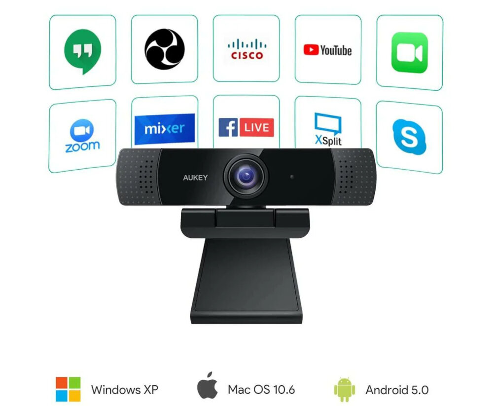 Kamera internetowa AUKEY PC-LM1E kompatybilnosc konferencje strumieniowanie