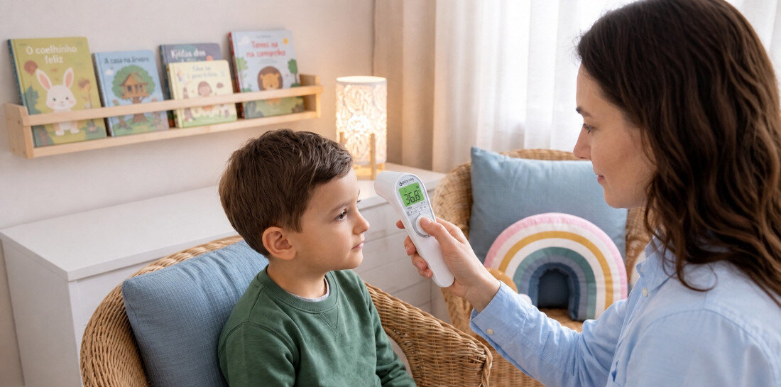 Termometr ORO-MED Oro-Baby Color zdjęcie lifestyle Pomiar bez dotykania skóry