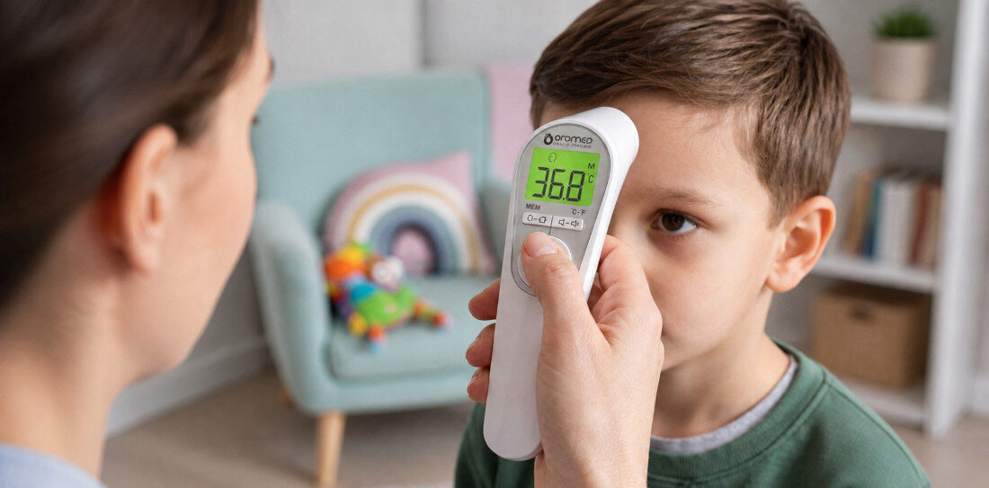 Termometr ORO-MED Oro-Baby Color zdjęcie lifestyle  Technologia na podczerwieńKrótki czas odczytu 