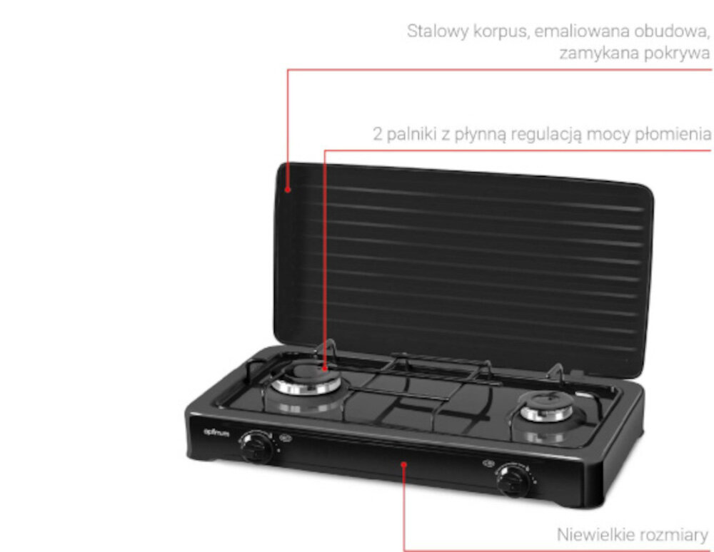 Kuchenka nastawna OPTIMUM KG-1012 cechy szczególne LPG palniki