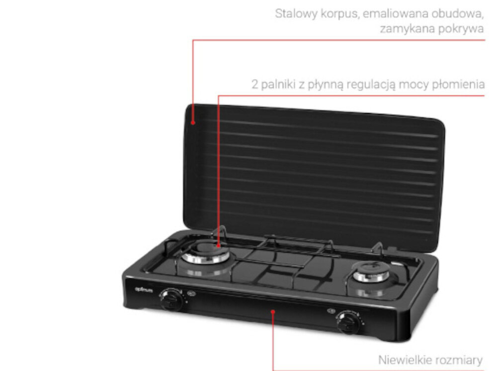 Kuchenka nastawna OPTIMUM KG-1012 cechy szczególne LPG palniki