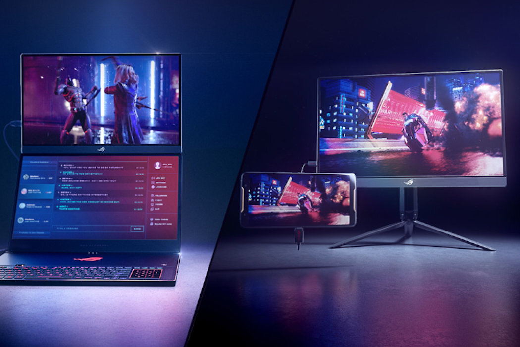 Monitor ASUS ROG Strix XG17AHP gaming gry rozgrywka przenośny mobilny statyw etui głośniki ekran płynne zabawa studio podróż wyposażenie