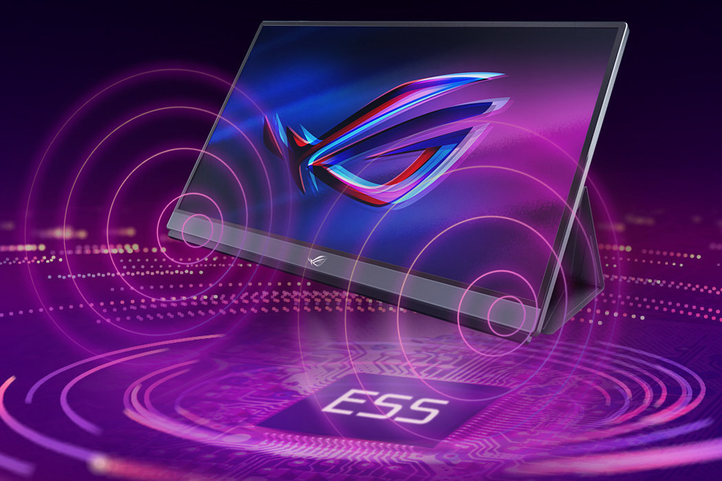Monitor ASUS ROG Strix XG17AHP gaming gry rozgrywka przenośny mobilny statyw etui głośniki ekran płynne zabawa studio podróż wyposażenie