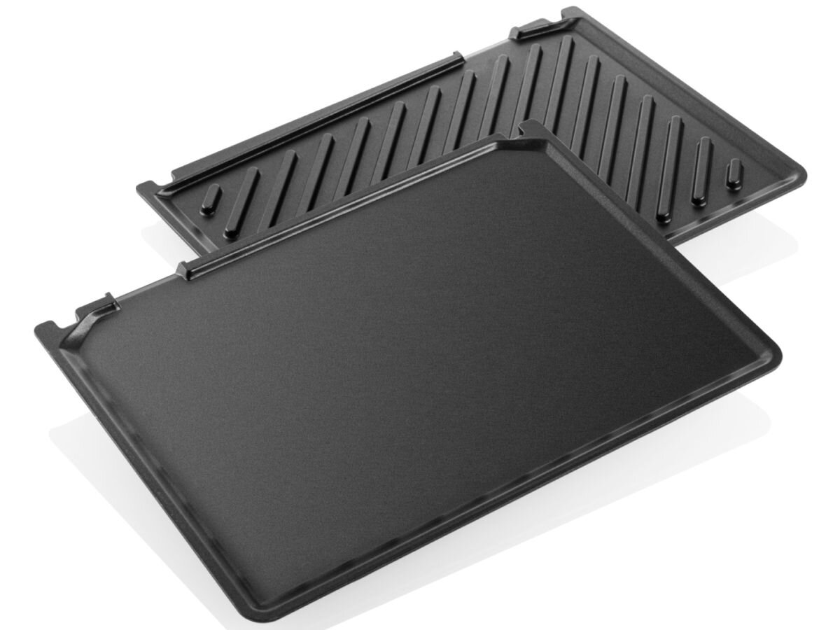 Grill elektryczny ETA Torreo 715590000, sonda, programy, tacka, panel, Dwie wyjmowane płyty grillowe (gładka i ryflowana), płyty ETA Torreo gotowe do montażu w grillu