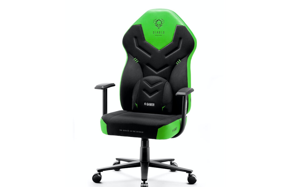 Fotel DIABLO CHAIRS X-Gamer 2.0 (L) czarno-zielony poduszka lędzwiowa pianka HR