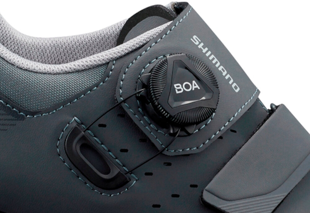 Buty rowerowe SHIMANO SH-RP400WG1 Szary rozmiar 38 cholewka ze skory syntetycznej wytrzymalosc komfort technologia DYNALAST stabilne osadzenie stop system zapiecia BOA dwa paski na rzep dopasowanie buta do stopy stabilnosc