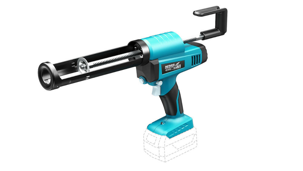 DEDRA-DED7056 wyciskacz silikon akumulatorowy regulacja prędkość tłok automatyczne cofanie siła nacisku napięcie waga