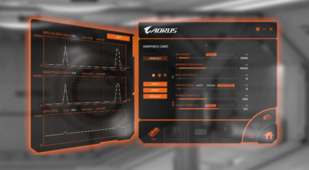 Karta graficzna GIGABYTE GeForce GTX 1650 D6 OC 4GB oprogramowanie Aorus Engine kontrola podkręcenie