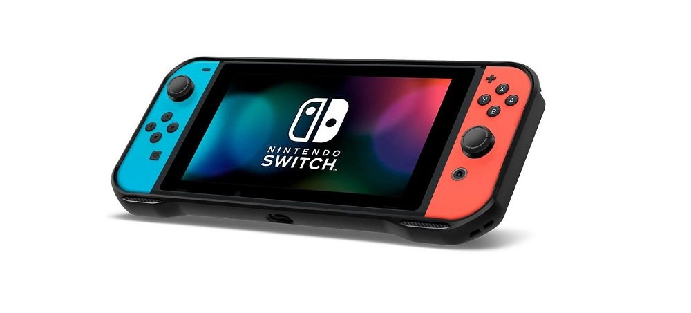 Etui SPIGEN Rugged Armor Czarny widok przód skos nintendo switch