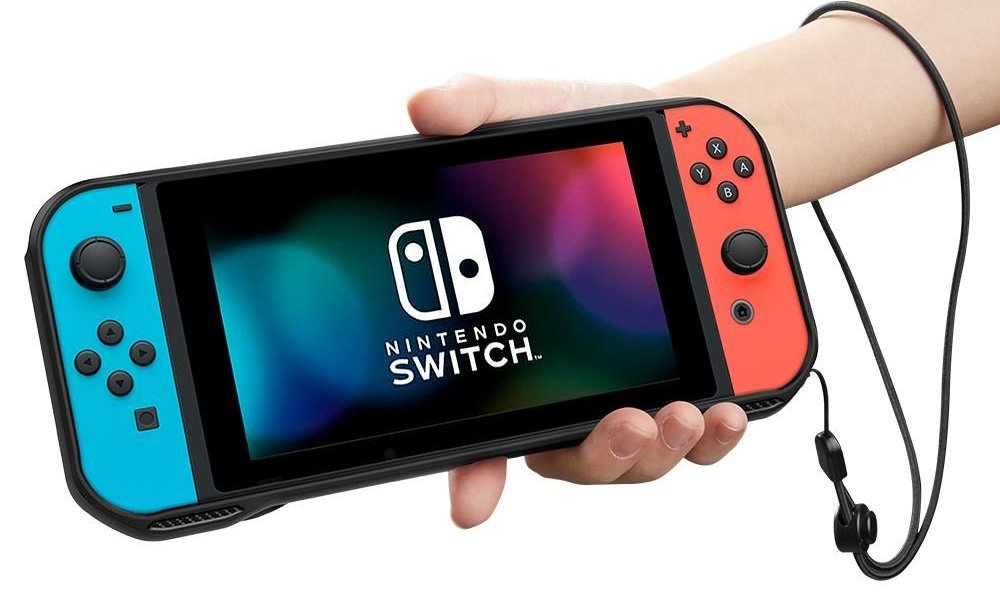 Etui SPIGEN Rugged Armor Czarny widok przód w dłoni pasek na nadgarstek