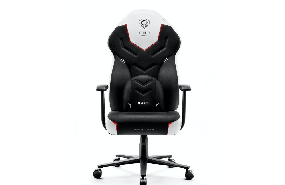 Fotel DIABLO CHAIRS X-Gamer 2.0 (L) czarno-biały wypełnienie pianka