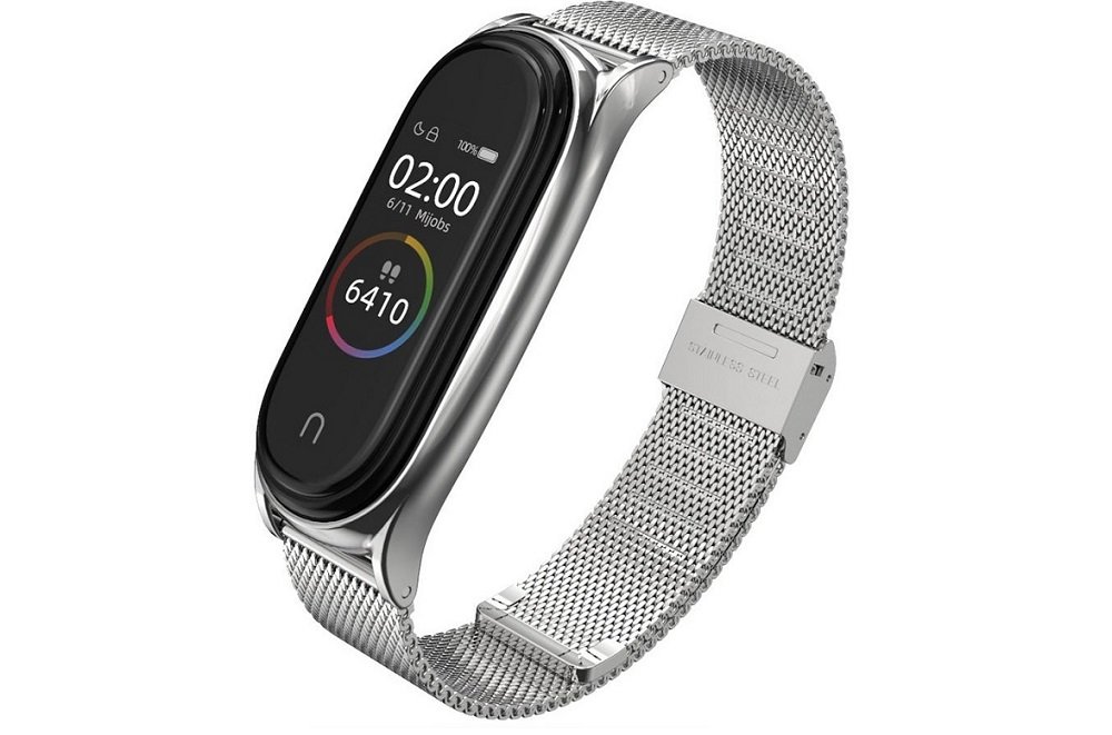 Pasek TECH-PROTECT MilaneseBand do Xiaomi Mi Band 5 Srebrny smartwatch akcesoria zegarek jakość skóra naturalna