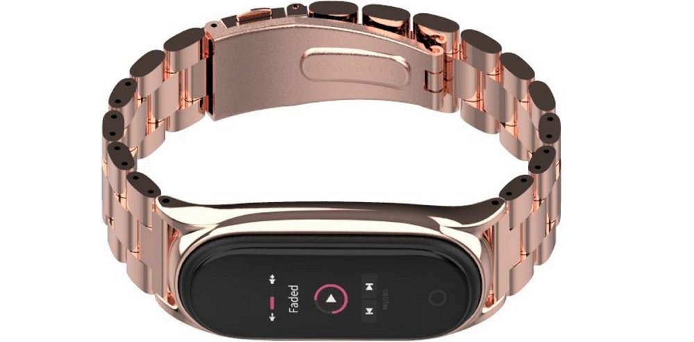 PASEK TECH-PROTECT STAINLESS XIAOMI MI BAND 5 róż złoty smartwatch akcesoria zegarek jakość stal nierdzewna bransoleta