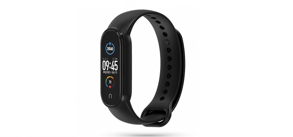 Pasek TECH-PROTECT IconBand do Xiaomi Mi Band 5 czarny widok front zegarek