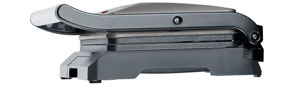 Grill elektryczny SEVERIN KG 2394, pogoda, warunki, moc, temperatura, na białym tle grill od boku frontem na wprost