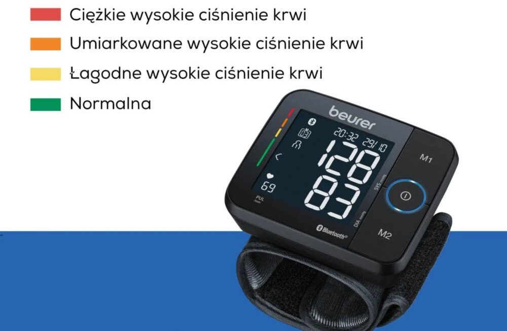 Ciśnieniomierz BEURER BC 54 Czarny Precyzyjna analiza wyników Funkcja obliczania średnich wartości z ostatnich 7 dni zdrowie klasyfikacja wyników według kolorowej skali ułatwienie interpretacja ocena