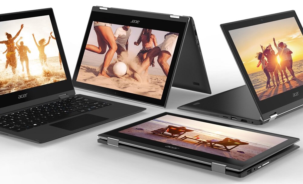 Laptop ACER Spin 1 4 tryby pracy ekran 360 stopni tryb namiotu tabletu