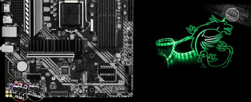 Płyta główna MSI Mag B460M Bazooka  - podswietlenie 