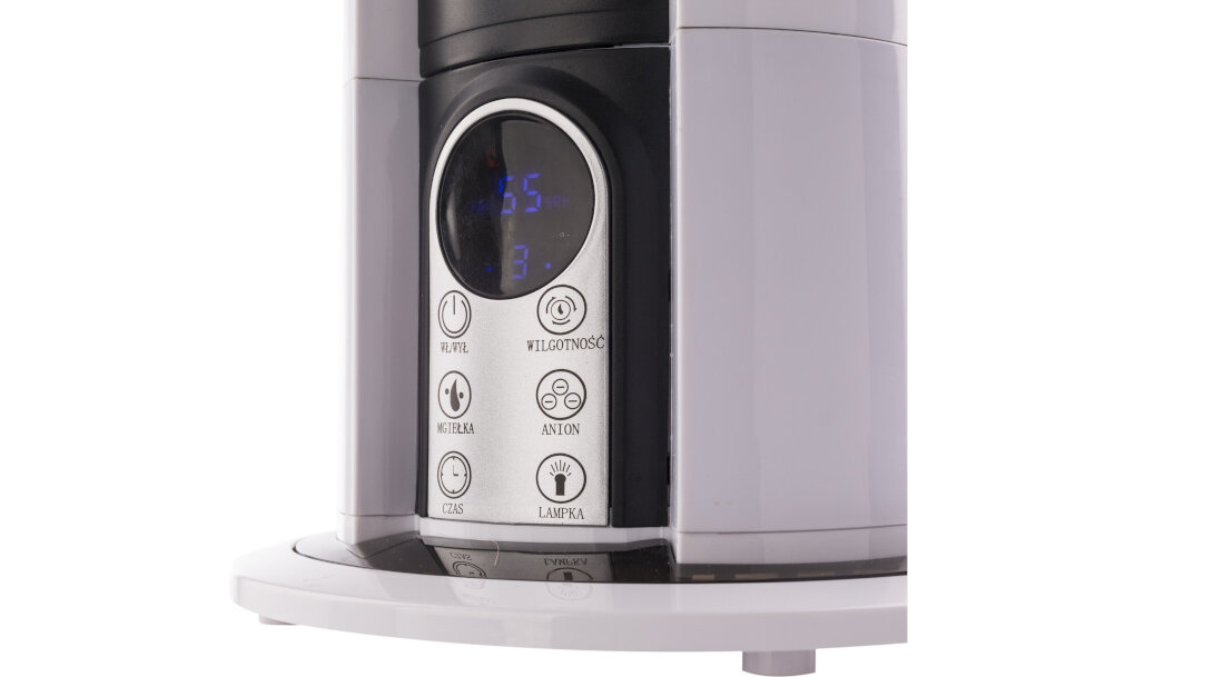 Nawilzacz ultradzwiękowy VOLTENO VO0853 wyswietlacz LCD wyposazenie mozliwosci wilgotnosc natezenie mgielki wlaczenie timera lampka wlaczenie i wylaczenie urzadzenia