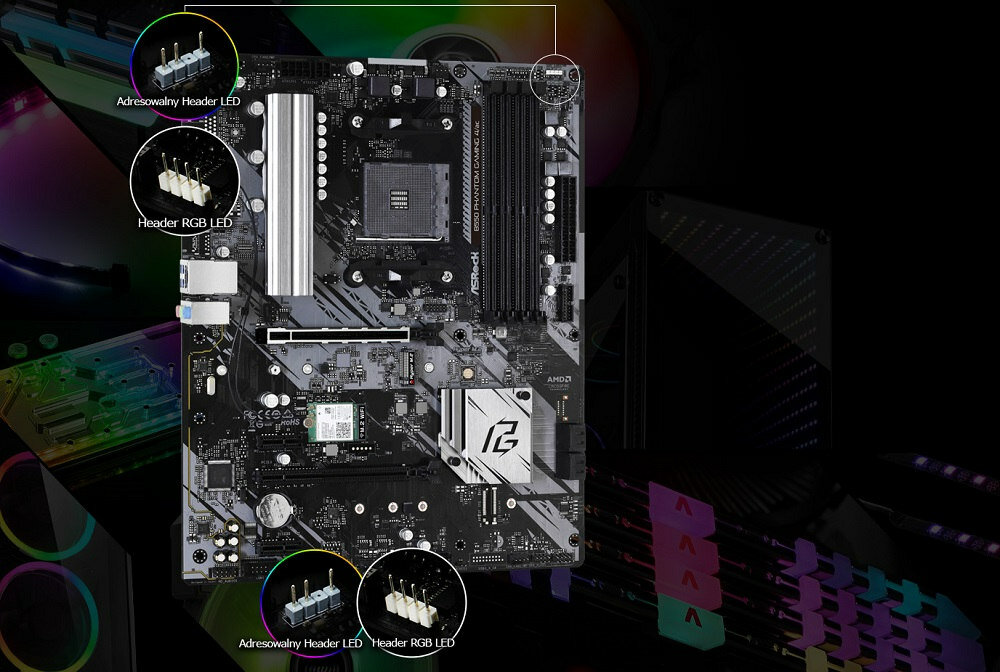 Płyta główna ASROCK B550 Phantom Gaming 4 AC - oswietlenie led rgb