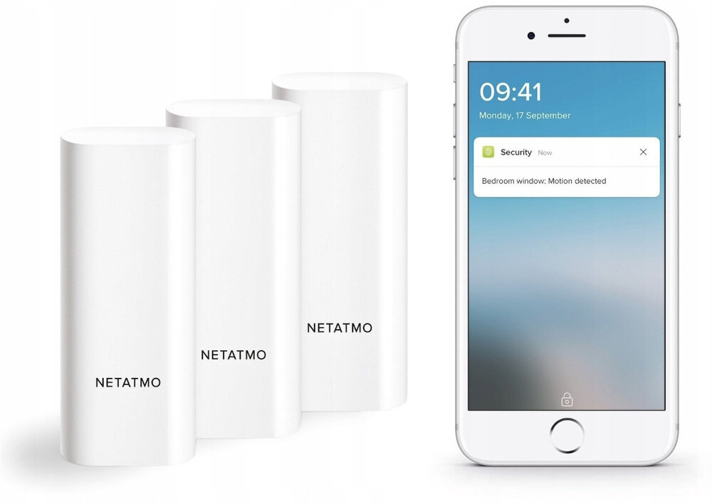 Zestaw czujników ruchu NETATMO DTG-EC (3 szt.) szereg przydatnych funkcji NETATMO Welcome Tags wykryje natychmiastowe otwarcie drzwi lub okna powiadomienie na telefon rozpoznają ruch lub drżenie