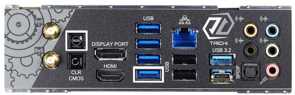 Płyta główna ASROCK B550 Taichi - duża ilość zlącz możliwość rozszerzenia układu USB 2.0 3.0 Display Port HDMI PCI