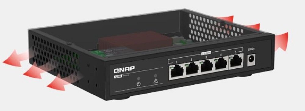 Switch QNAP QSW-1105-5T - cicha praca chlodzenie