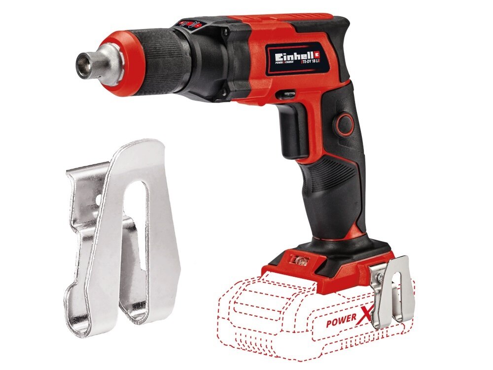 Wkrętarka EINHELL TE-DY 18 Li-Solo 4259980 zaczep do paska wygodne przenoszenie narzedzia swoboda ruchu mobilnosc szybki dostep komfort efektywnosc bezpieczenstwo