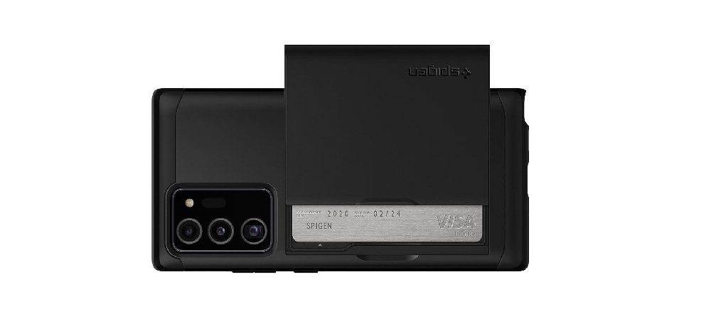 Etui SPIGEN Slim Armor CS  do Samsung Galaxy Note 20 Ultra - Czarny widok tył kamera