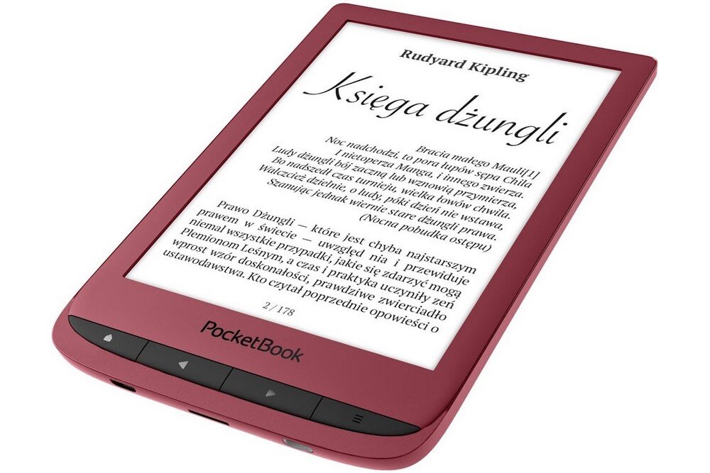 Czytnik E-Booków POCKETBOOK Touch Lux 5 ekran rozdzielczość bateria obudowa wielkość przekątna matryca pojemność książki ebooki złącza porty ładowanie łączność rozmiar wielkość