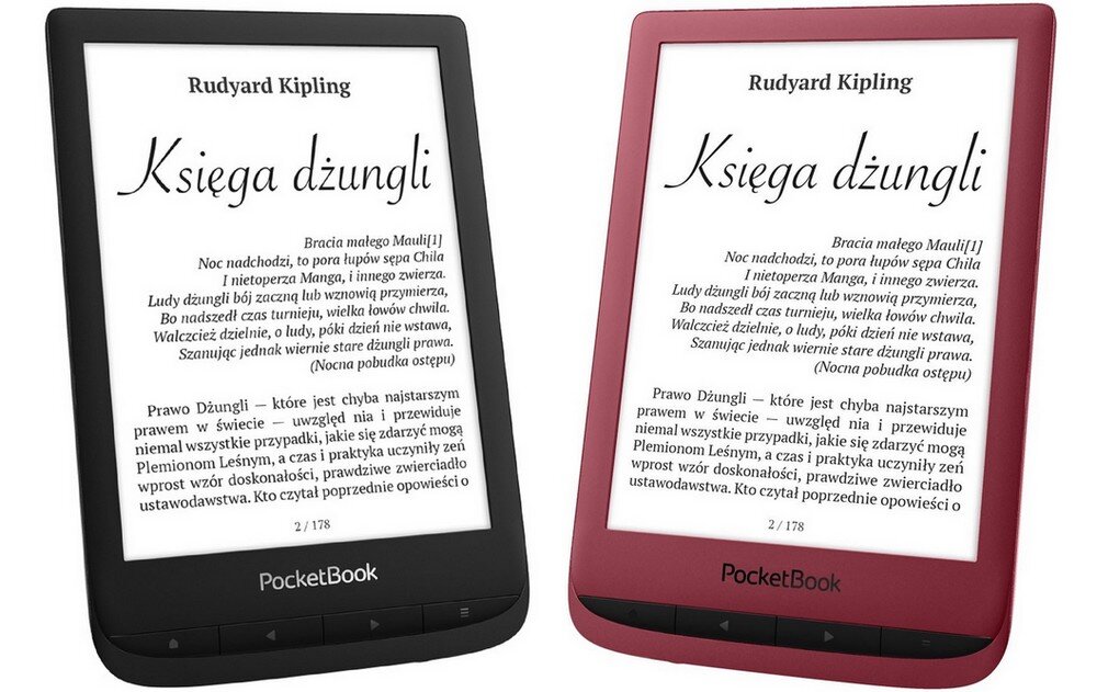 Czytnik E-Booków POCKETBOOK Touch Lux 5 ekran rozdzielczość bateria obudowa wielkość przekątna matryca pojemność książki ebooki złącza porty ładowanie łączność rozmiar wielkość 