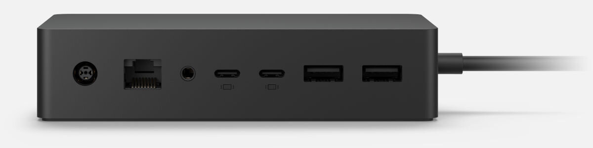 Stacja dokująca MICROSOFT Surface Dock 2 zasilacz 199 W podwójna rozdzielczość 4K 60HZ USB-C USB-A gniazdo audio 3,5 mm 1 Gigabit Ethernet obsługa blokady bezpieczeństwa zgodna z Keningston
