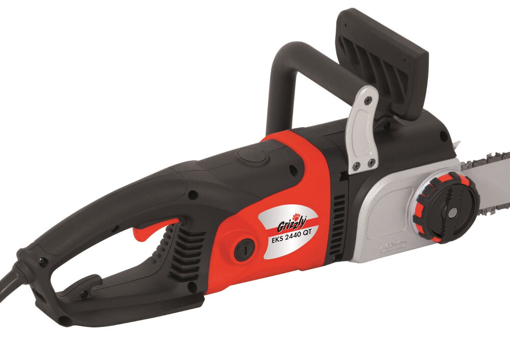 Piła elektryczna GRIZZLY EKS 2440 QT technologia automatycznego smarowania łańcucha żywotność urządzenia znacząco wydłużona wysokiej jakości sprzęt ogrodniczy