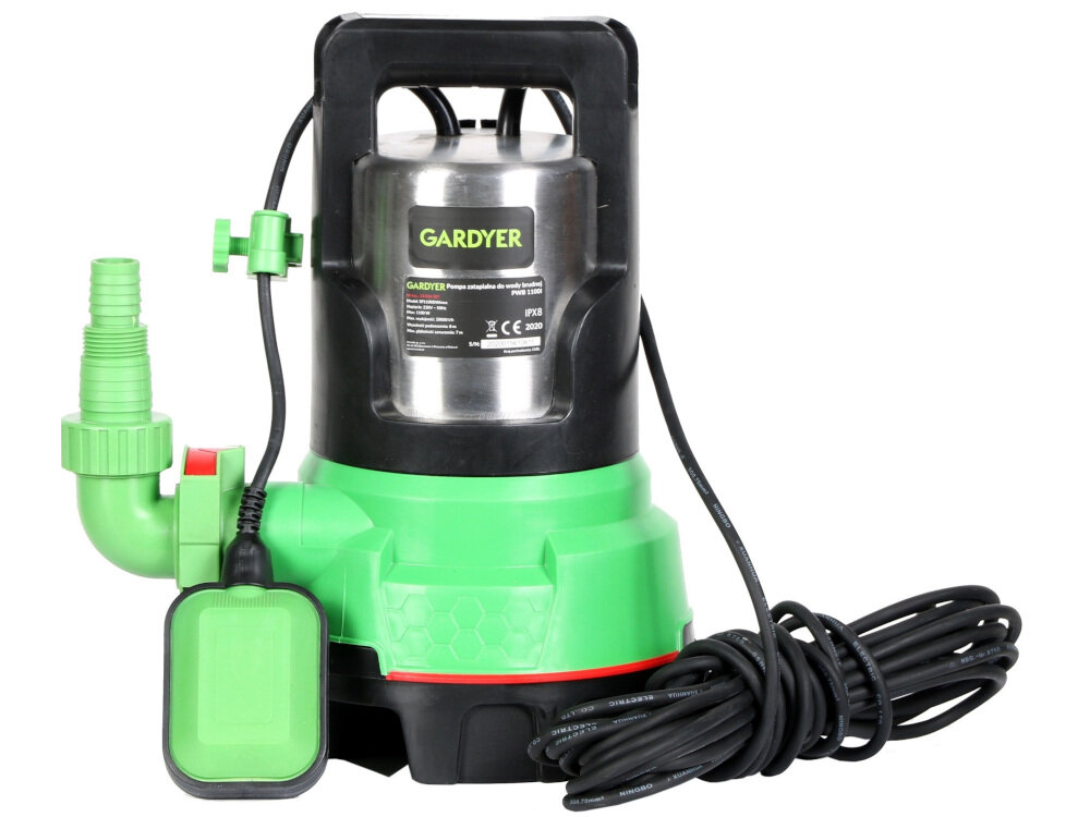 Pompa do wody GARDYER PWB 1100 Inox elektryczna wbudowany przełącznik pływakowy automatycznie włączyć lub wyłączyć urządzenia bezpieczne i komfortowe użytkowanie