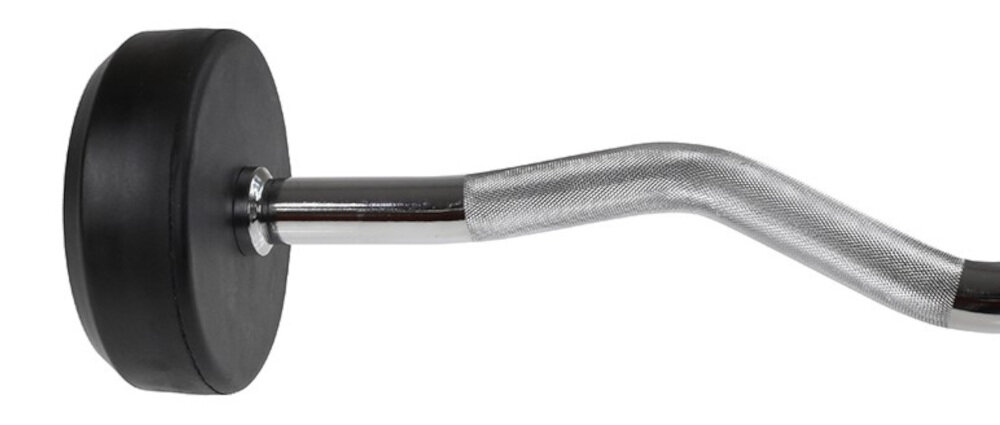 Sztanga HMS GSG-35 (35 kg) w części chwytnej specjalne radełkowanie obciążenie pokryte są gumową powłoką