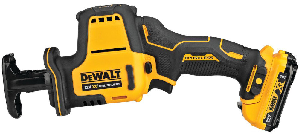 Piła szablasta DEWALT DCS312NT funkcjonalna prędkość 2800 skoków na minutę długość skoku 16 mm zasilane akumulatorem Li-Ion 12 V brak akumulatora i ładowarki w zestawie