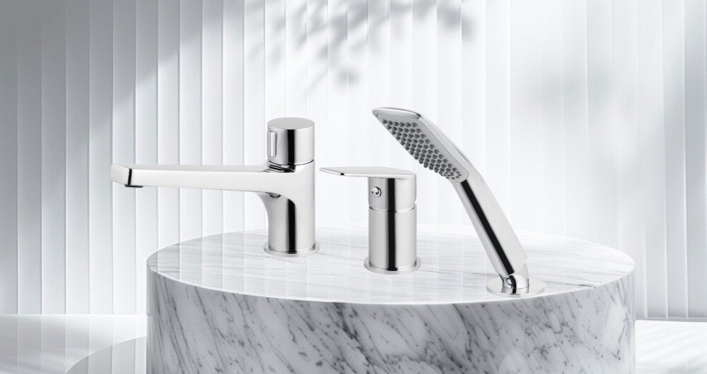 BATERIA WANNOWA DEANTE Jasmin BGJ 013M CHROM bateria słuchawka prysznicowa earator elegancki styl chromowane wykończenie zestaw 3 elementy