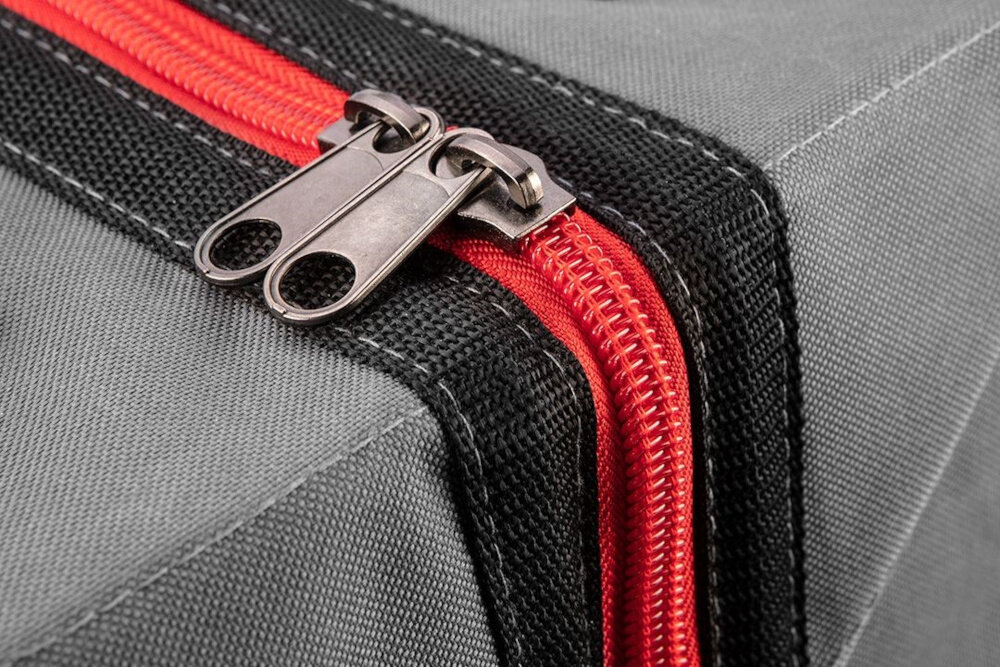 Zestaw toreb narzędziowych GRAPHITE Energy+ 58G088 zbliżenie na zamek zamki błyskawiczne zabezpieczają zawartość przed przypadkowym wypadnięciem