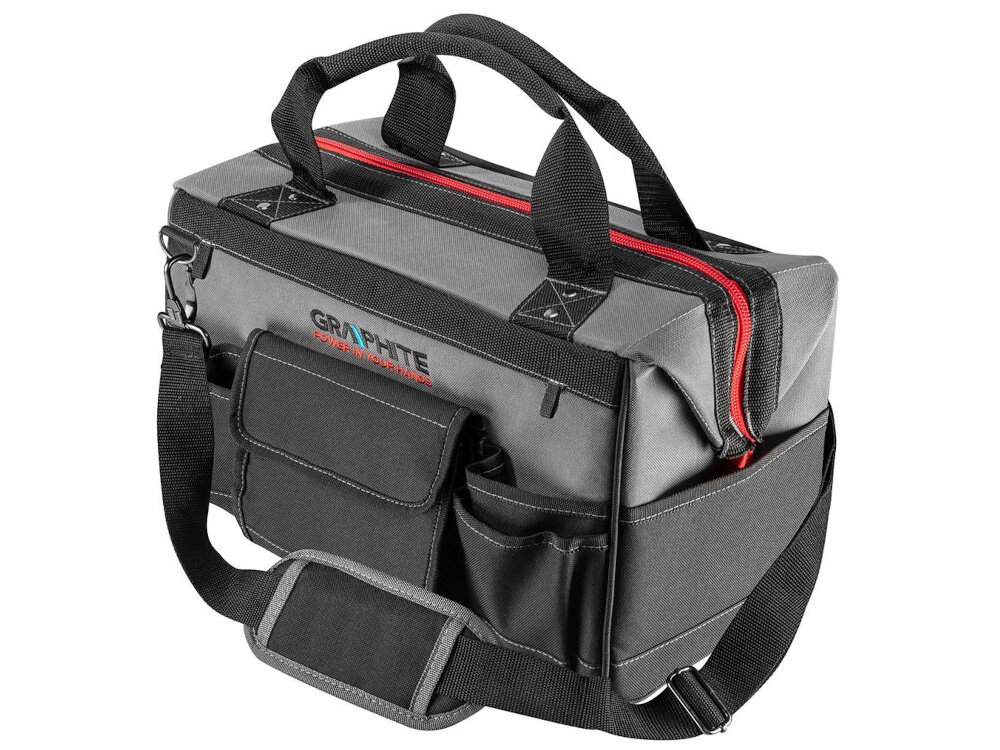 Zestaw toreb narzędziowych GRAPHITE Energy+ 58G088 mniejsza torba na białym tle łączna pojemność do 60,5 litra torby zachowują swoją funkcjonalność nawet przy intensywnym użytkowaniu