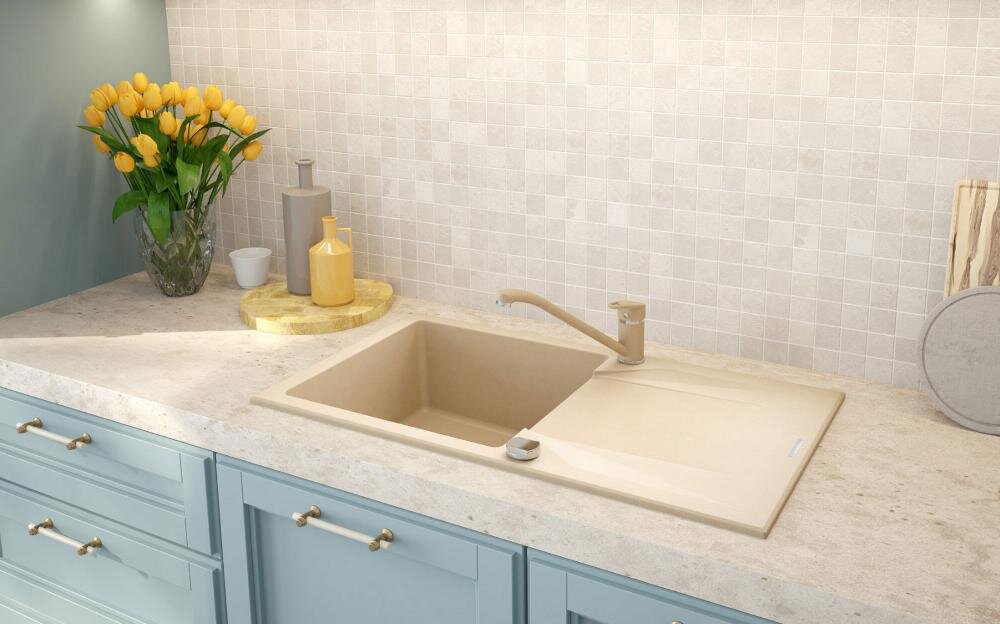 DEANTE Evora ZQJ 5113 zlewozmywak komora blat połysk powierzchnia ociekacz osuszanie naczynia owoce warzywa przestrzeń robocza kuchnia