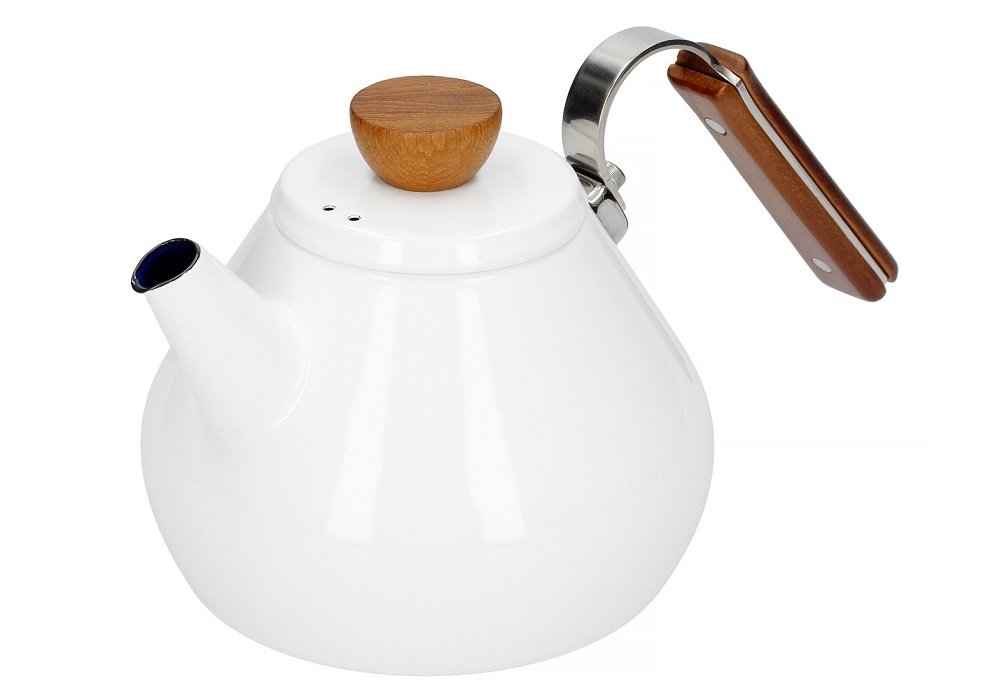 Czajnik-HARIO-Bona-Tea-Enamel-Kettle naturalny biały kolor