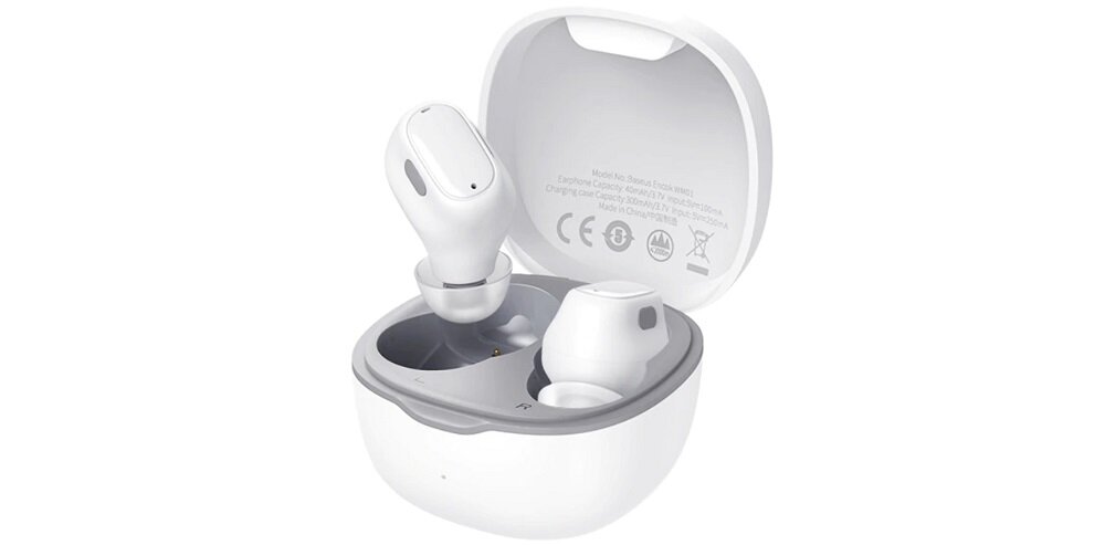 Słuchawki dokanałowe BASEUS Encok WM01 Biały widok ogólny skos