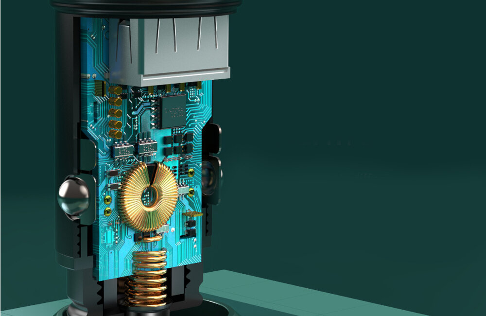 ŁADOWARKA SAMOCHODOWA BASEUS CIRCULAR METAL 30W SREBRNA system ładowania bezpieczeństwo dwa porty