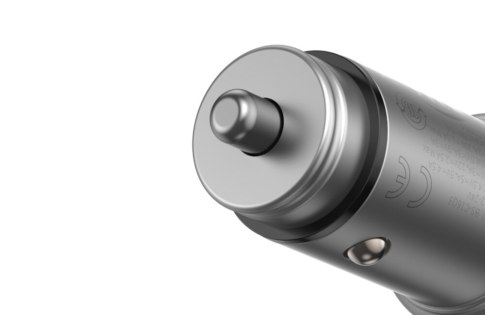 ŁADOWARKA SAMOCHODOWA BASEUS CIRCULAR METAL 30W SREBRNA kompaktowy niewielki rozmiar