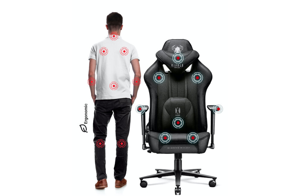 Fotel DIABLO CHAIRS X-Player 2.0 L Czarno-czarny kolor wyposażenie