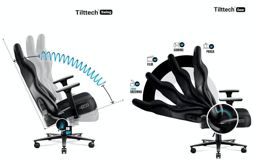 Fotel DIABLO CHAIRS X-Player 2.0 XL Czarno-czarny podnośnik relaks