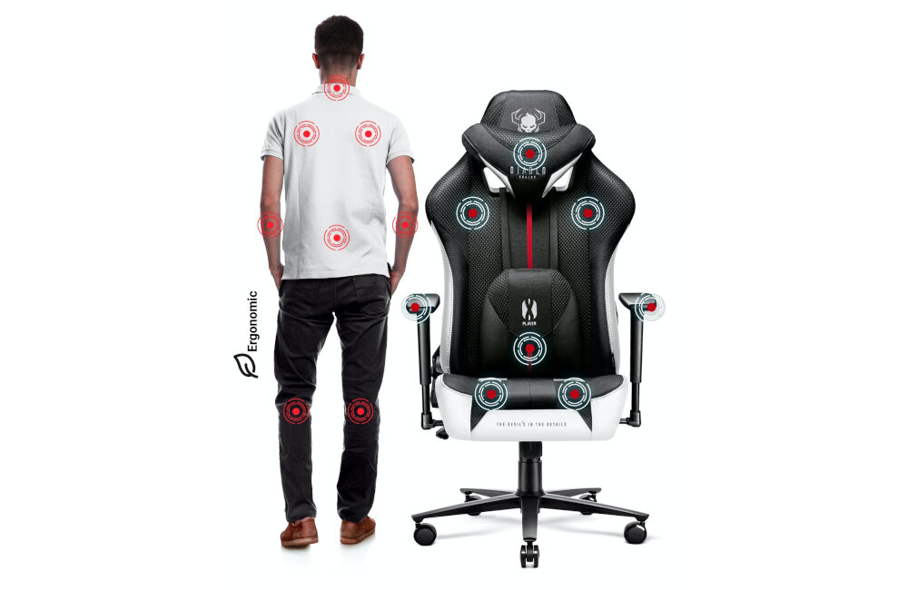 Fotel DIABLO CHAIRS X-Player 2.0 L Biało-czarny kolor wyposażenie