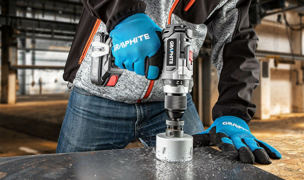 Wiertarko-wkrętarka GRAPHITE 58G010-CS Energy+ elektronarzędzie ze świetnymi parametrami technicznymi solidne niezawodne dla amatora majsterkowania do profesjonalnych warsztató